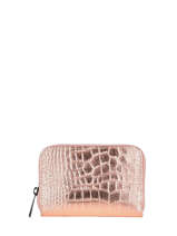 Porte-monnaie/ Porte Cartes Cuir Milano Rose croco CR19043N