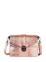Sac Bandoulire Croco Cuir Milano Rose croco CR19062N