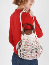 Longchamp Le pliage filet Besace Blanc-vue-porte