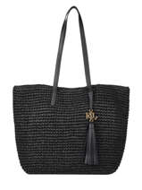 Sac Cabas Whitney En Paille Crochet�e Lauren ralph lauren Noir dryden 31818856