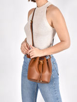 Mini Sac Seau Debby Ii Cuir Lauren ralph lauren Marron andie P1451-vue-porte