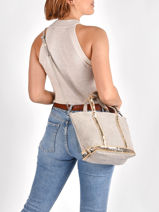 Handtas Cabas Linnen En Pailletten Vanessa bruno Grijs cabas lin 31V40435-vue-porte