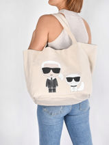 Schoudertas K Ikonik Karl & Choupette Karl lagerfeld Beige k ikonic - 205W3095-vue-porte