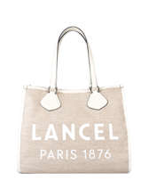 Sac Cabas D'�t� Toile De Jute Et Cuir Lancel Beige cabas d'ete A10749