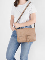 Sac Bandouli�re Grained Flora & co Beige grained F8045-vue-porte