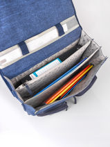 Boekentas 3 Compartimenten Cameleon Blauw vintage color VIC-CA41-vue-porte