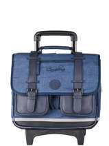 Cartable  Roulettes 3 Compartiments Cameleon Bleu vintage color CR38