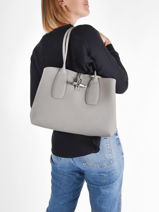 Longchamp Roseau Besace Gris-vue-porte