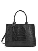 Sac  Main Croco Cuir Milano Noir croco CR16062N