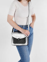 Sac  Mademoiselle George Cuir Paul marius Noir argento GEORGARG-vue-porte