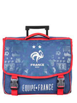 Cartable  Roulettes 2 Compartiments Federat. france football Bleu le coq 203X203R