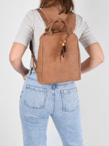 Sac  Dos Woomen Marron nervure WNER02-vue-porte