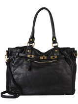 Sac Shopping Canevas Cuir Milano Noir dewashed DE21061