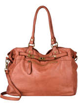 Sac Shopping Canevas Cuir Milano Marron dewashed DE21061