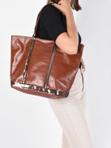 Grand Cabas Cuir Zipp Vanessa bruno Marron cabas cuir 2V40409-vue-porte