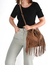 Sac Bourse Velvet Aspect Daim Milano Marron velvet VE21063-vue-porte
