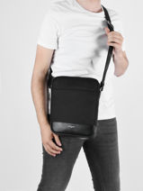 Cross Body Tas M Gaspard Leder En Nylon Le tanneur Zwart gaspard TGAS2210-vue-porte