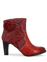 Laarjes Met Bloem Albane Uit Leder Laura vita Rood women MERMOZ
