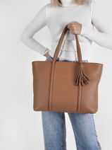 Sac Port paule Nathan Cuir Nathan baume Marron nathan 1-vue-porte