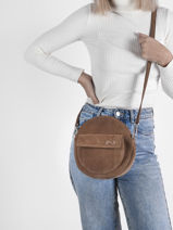 Sac Bandouli�re Dorine Cuir Daim Nathan baume Marron nathan 32PS-vue-porte