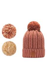 Muts Met Verwisselbare Pompon Cabaia Roze hats C0015-vue-porte
