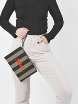 Longchamp Essential stripes Pochette Noir-vue-porte