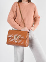 Sac Port paule Big Love Bag Puff Maxi Quilt Cuir Pinko Marron love bag puff 1P22AW-vue-porte