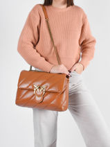 Schoudertas Big Love Bag Puff Maxi Quilt Leder Pinko Bruin love bag puff JAS626SK-vue-porte