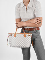 Preloved Louis Vuitton Schoudertas Neverfull Damier Azur Brand connection Blauw louis vuitton 548B-vue-porte