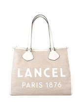 Sac Cabas D't Toile De Jute Et Cuir Lancel cabas d'ete A10749