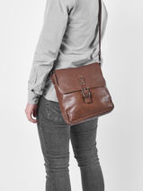 Cross Body Tas Traveler Leder Basilic pepper Zwart traveler BTRA04-vue-porte