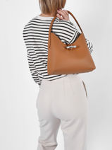Longchamp Roseau Besace Marron-vue-porte