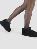 Boots Classic Ultra Mini Uit Leder Ugg Zwart women 12843-vue-porte