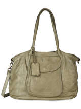 Sac Porte Epaule A4 Dewashed Cuir Milano Vert dewashed DE20073