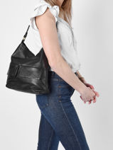 Sac  Main Cow Cuir Basilic pepper Noir cow BCOW44-vue-porte