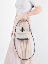 Longchamp Essential toile Sac porté travers Beige-vue-porte