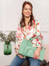 Handtas Pop Leder Basilic pepper Blauw pop BPOC22