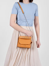 Sac Bandoulire S Ninon Cuir Lancel Orange ninon A11745-vue-porte