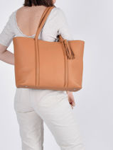 Sac Port� �paule Nathan Cuir Nathan baume Marron nathan 1-vue-porte