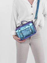 Cross Body Tas Artisan Scarabee Leder Paul marius Blauw scarabee ARTISSCA-vue-porte