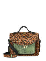 Sac Bandoulire Mlle George Lopard Mtal Cuir Paul marius Vert leopard metal GEORGLEM