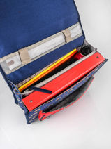 Boekentas 2 Compartimenten Cameleon Blauw retro PBRECA35-vue-porte