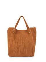 Cabas Irise Cuir Craie Marron irise RUBAN