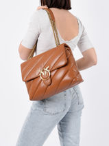 Sac Port paule Big Love Bag Puff Maxi Quilt Cuir Pinko Marron love bag puff 1P22JB-vue-porte