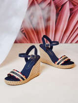 Sandalen elena corporate met raffia sleehak-TOMMY HILFIGER