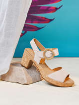 Sandalen met hak leder en kurk-GABOR