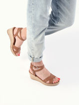 Sandalen met raffia sleehak uit leder-TOMMY HILFIGER-vue-porte