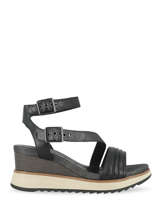 Sandales talon compense en cuir-TAMARIS