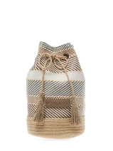 Sac  Dos Le voyage en panier Beige color PM549