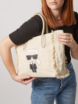 Schoudertas K Ikonik Fringed Karl lagerfeld Beige k ikonic 221W3011-vue-porte